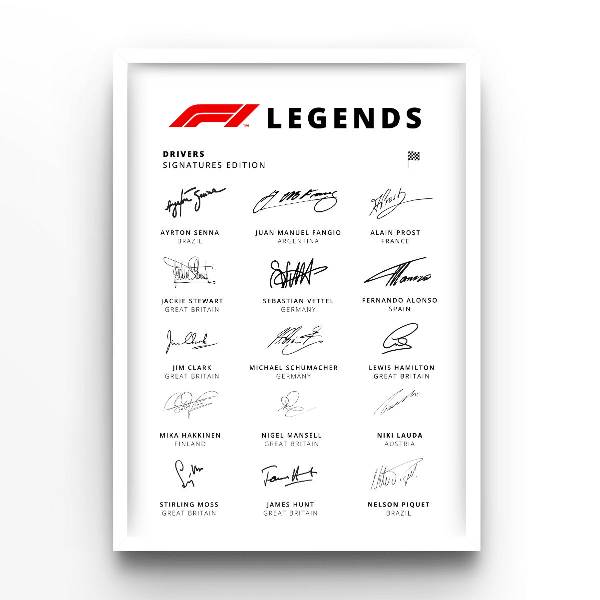 F1 Legends - A4, A3, A2 Posters Base - Poster Print Shop / Art Prints / PostersBase