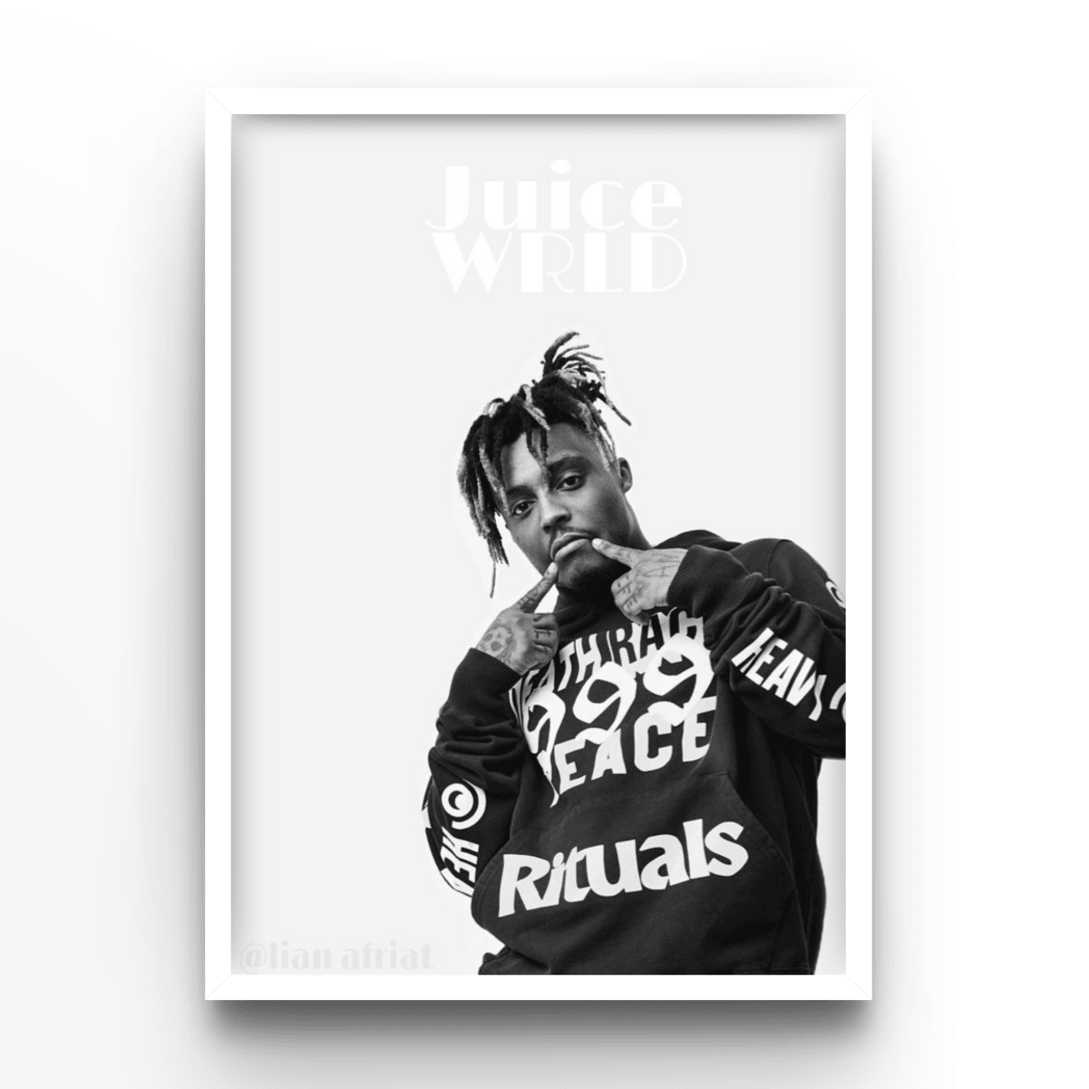 Juice Wrld B&W - A4, A3, A2 Posters Base - Poster Print Shop / Art Prints / PostersBase